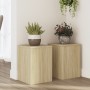 Soportes de plantas 2 uds madera roble Sonoma 25x25x35 cm