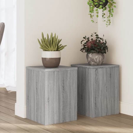 Soportes de plantas 2 uds madera gris Sonoma 25x25x35 cm en Soportes para macetas | Comprar online en Foro24