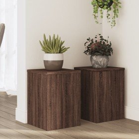 Soportes de plantas 2 uds madera marrón roble 25x25x35 cm