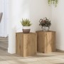 Soportes de plantas 2 uds madera roble artisian 25x25x35 cm