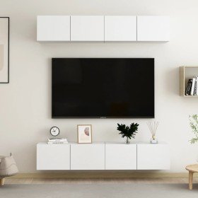 Muebles para TV 4 uds madera contrachapada blanco 80x30x30 cm Muebles para TV 4 uds madera contrachapada blanco 80x30x30 cm