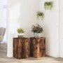 Soportes de plantas 2 uds madera roble ahumado 30x30x50 cm