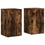 Soportes de plantas 2 uds madera roble ahumado 30x30x50 cm