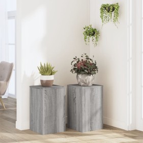 Soportes de plantas 2 uds madera gris Sonoma 30x30x50 cm