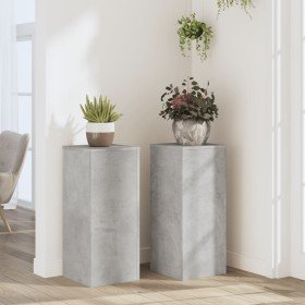 Soportes de plantas 2 uds madera gris hormigón 30x30x70 cm en Soportes para macetas | Comprar online en Foro24