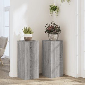 Soportes de plantas 2 uds madera gris Sonoma 30x30x70 cm