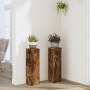 Soportes de plantas 2 uds madera roble ahumado 17x17x60 cm