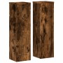 Soportes de plantas 2 uds madera roble ahumado 17x17x60 cm