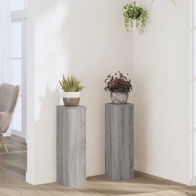 Soportes de plantas 2 uds madera gris Sonoma 17x17x60 cm