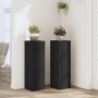 Soportes de plantas 2 uds madera ingeniería negro 25x25x80 cm