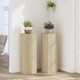Soportes de plantas 2 uds madera roble Sonoma 25x25x80 cm en Soportes para macetas | Comprar online en Foro24