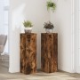 Soportes de plantas 2 uds madera roble ahumado 25x25x80 cm