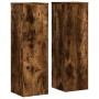 Soportes de plantas 2 uds madera roble ahumado 25x25x80 cm