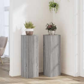 Soportes de plantas 2 uds madera gris Sonoma 25x25x80 cm