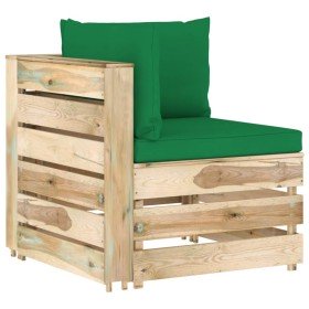 Sofá de esquina seccional con cojines madera impregnada verde