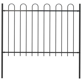 Valla de jardín con aro superior de acero 181x120 cm negra