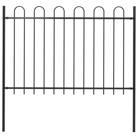 Valla de jardín con aro superior de acero 181x120 cm negra