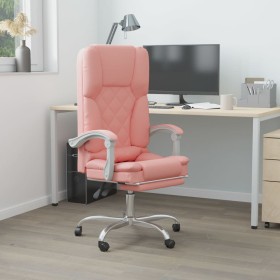 Silla de oficina reclinable masaje cuero sintético rosa