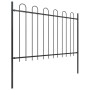 Valla de jardín con aro superior de acero 181x120 cm negra