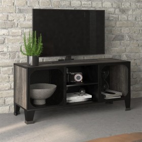 Mueble de TV metal y MDF gris 105x36x47 cm