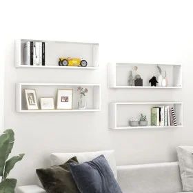 Cube wall shelves 4 pcs white plywood 80x15x26.5 cm by vidaXL, Shelves and shelves - Ref: Foro24-807107, Price: 60,91 €, Disc...