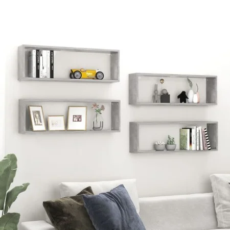 Wall shelf 4 pcs concrete gray plywood 80x15x26.5cm by vidaXL, Shelves and shelves - Ref: Foro24-807119, Price: 50,80 €, Disc...