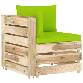 Sofá de esquina seccional con cojines madera impregnada verde