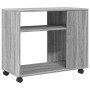 Mesa auxiliar con ruedas madera gris Sonoma 70x35x60 cm