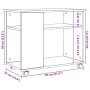 Mesa auxiliar con ruedas madera roble Sonoma 70x35x60 cm