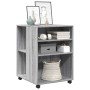 Mesa auxiliar ruedas madera ingeniería gris Sonoma 55x60x78 cm