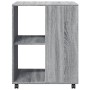 Mesa auxiliar ruedas madera ingeniería gris Sonoma 55x60x78 cm