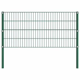 Panel de valla con postes de hierro 176,5x80 cm verde
