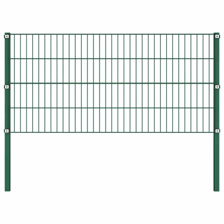 Panel de valla con postes de hierro 176,5x80 cm verde