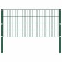 Panel de valla con postes de hierro 176,5x80 cm verde