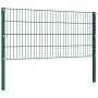 Panel de valla con postes de hierro 176,5x80 cm verde