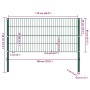 Panel de valla con postes de hierro 176,5x80 cm verde