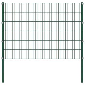 Panel de valla con postes de hierro 176,5x120 cm verde