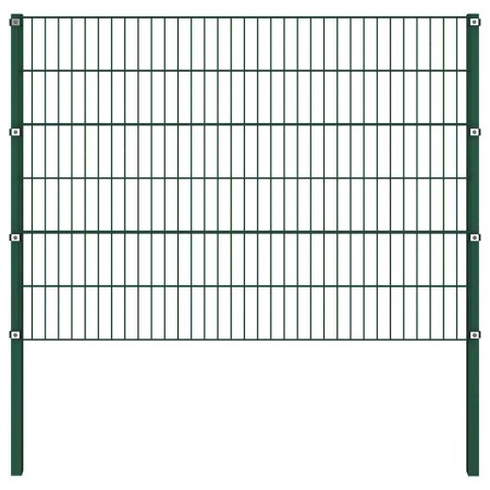 Panel de valla con postes de hierro 176,5x120 cm verde