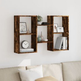 Estantería de pared madera ingeniería roble ahumado 96x18x60 cm