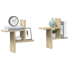 Estantes pared 2 uds madera ingeniería roble Sonoma 38x12x38 cm