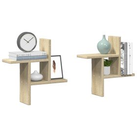 Estantes pared 2 uds madera ingeniería roble Sonoma 38x12x38 cm en Estantes y estanterías | Comprar online en Foro24