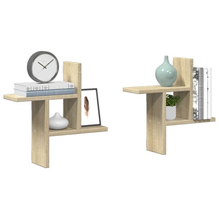 Estantes pared 2 uds madera ingeniería roble Sonoma 38x12x38 cm en Estantes y estanterías | Comprar online en Foro24