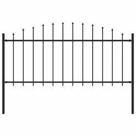 Valla de jardín con puntas acero negro (0,5-0,75)x1,7 m