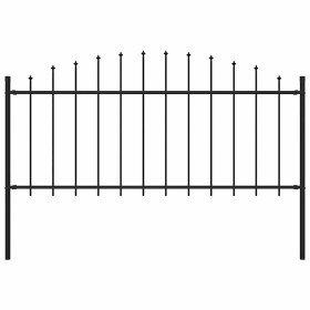 Valla de jardín con puntas acero negro (0,5-0,75)x1,7 m