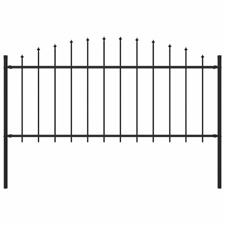 Valla de jardín con puntas acero negro (0,5-0,75)x1,7 m