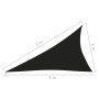 Toldo de vela triangular tela Oxford negro 3x4x5 m