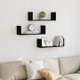 Estantes de pared 3 uds madera de ingeniería negro 58x18x18 cm