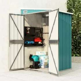 Cobertizo de jardín pared acero galvanizado verde 118x100x178cm de vidaXL, Cobertizos - Ref: Foro24-316217, Precio: 132,04 €,...