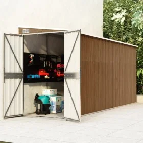 Cobertizo jardín pared acero galvanizado marrón 118x382x178 cm de vidaXL, Cobertizos - Ref: Foro24-316232, Precio: 259,98 €, ...