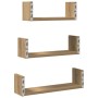 Estante de pared 3 uds madera de ingeniería roble artesanal
